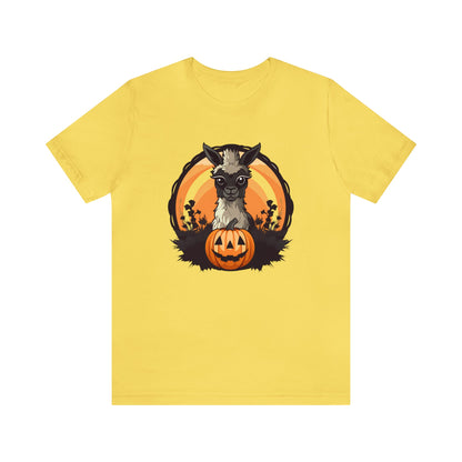 Halloween Llama Tee ShirtT - ShirtVTZdesignsMaize YellowXSalpacaCottonCrew neck