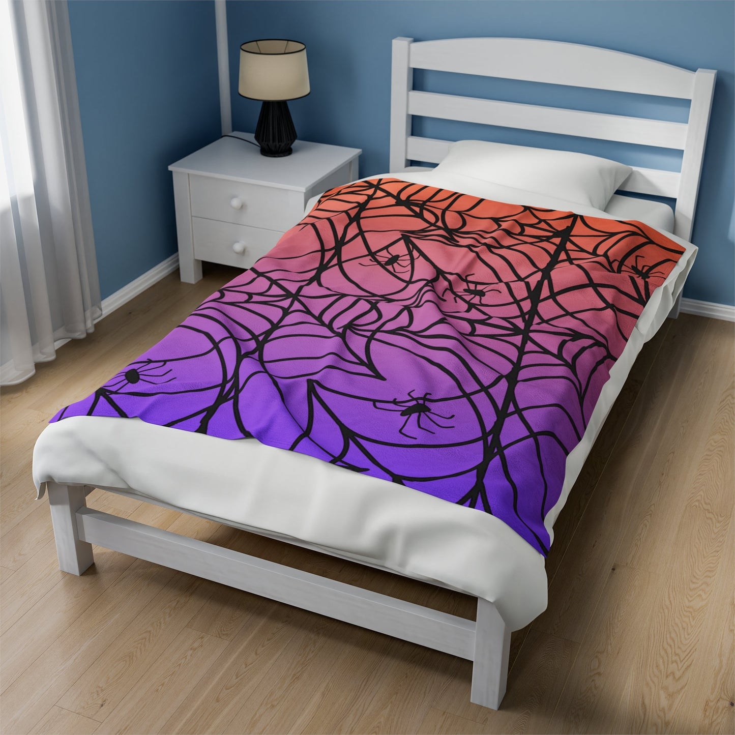 Halloween Spiderweb Orange Purple Gradient Ombre Throw BlanketAll Over PrintsVTZdesigns50" × 60"All Over PrintAOPBed