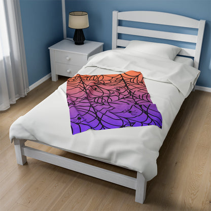 Halloween Spiderweb Orange Purple Gradient Ombre Throw BlanketAll Over PrintsVTZdesigns30" × 40"All Over PrintAOPBed