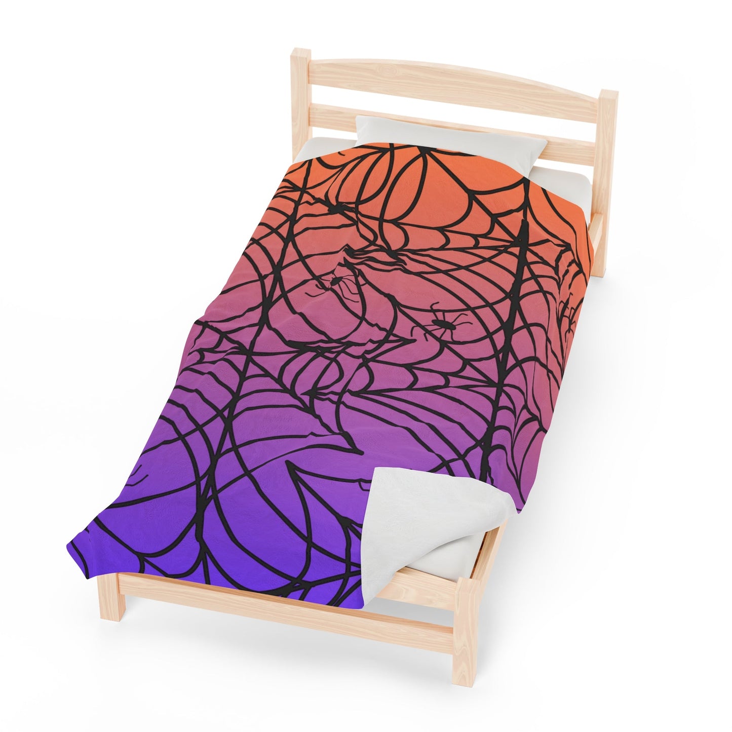 Halloween Spiderweb Orange Purple Gradient Ombre Throw BlanketAll Over PrintsVTZdesigns30" × 40"All Over PrintAOPBed