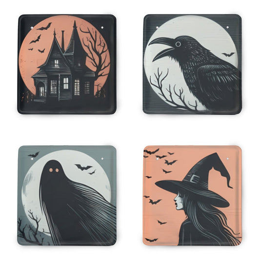 Halloween Tinplate Signs Set of 4VTZdesignsWhite8x8 Inch