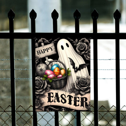 Happy Easter Ghost Metal SignVTZdesignsWhite12 × 16 Incheastereasterweengothic