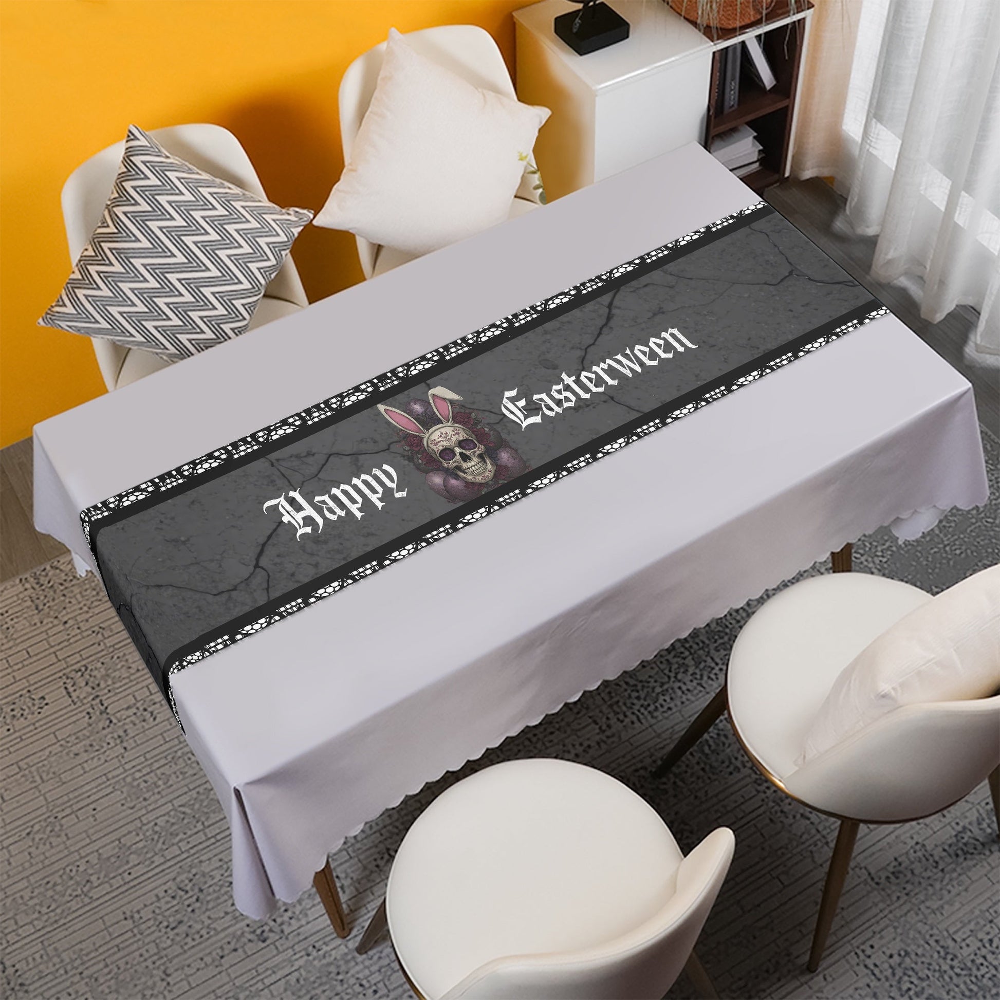 Happy Easterween Table RunnerHome DecorVTZdesigns70''×13''cloth table runnerdecoreaster