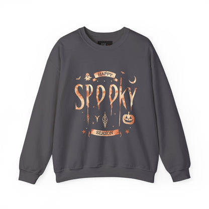 Happy Spooky Season Crewneck Pullover SweatshirtSweatshirtVTZdesignsSCharcoalbatsclothesclothing