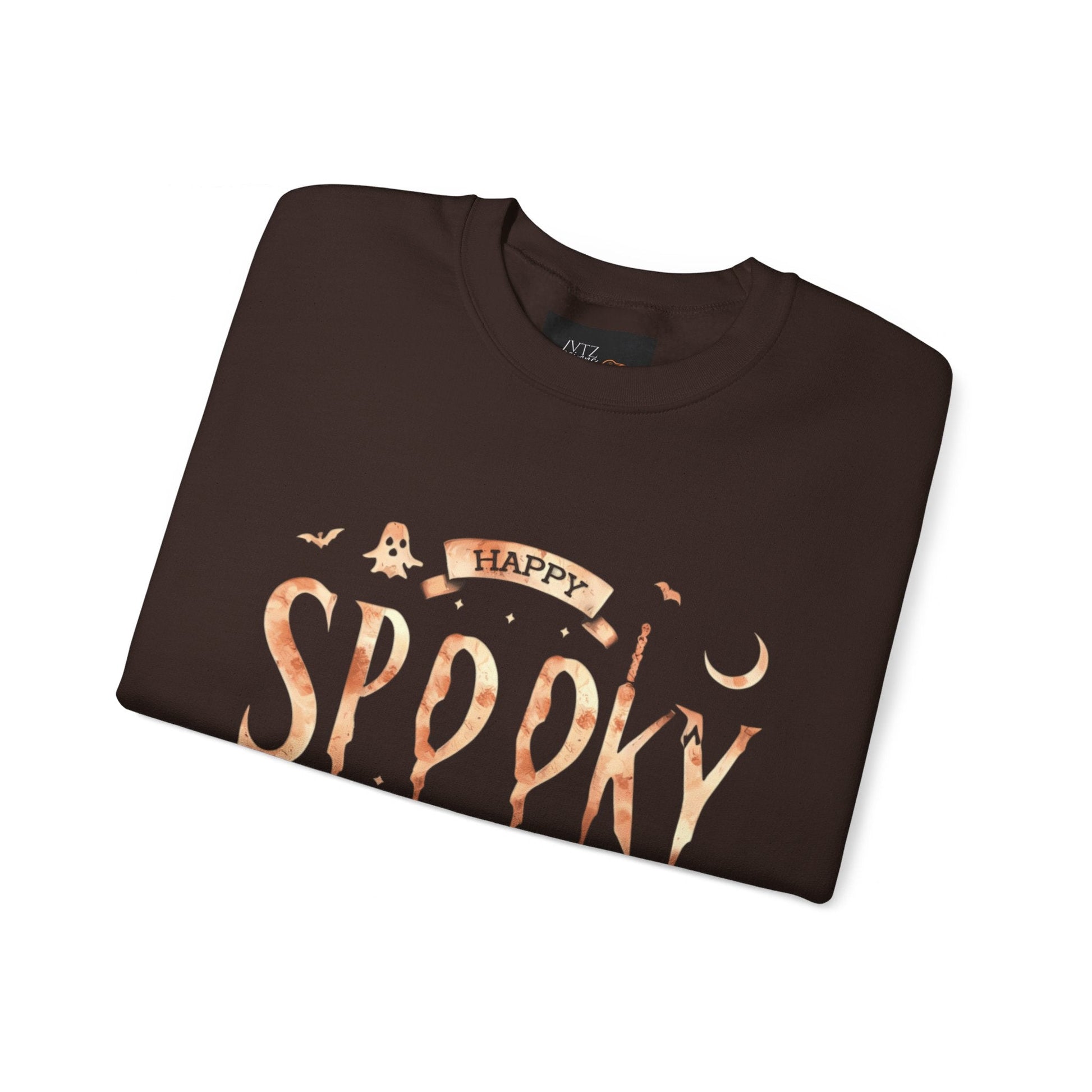 Happy Spooky Season Crewneck Pullover SweatshirtSweatshirtVTZdesignsSMaroonbatsclothesclothing