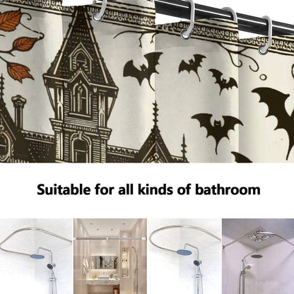 Haunted Autumn House Shower CurtainShower CurtainsVTZdesignsWhiteOne sizeautumnBathroomfall