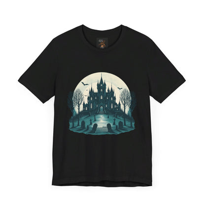 Haunted House and Cemetery Tee ShirtT - ShirtVTZdesignsBlackXSclothesclothingCotton