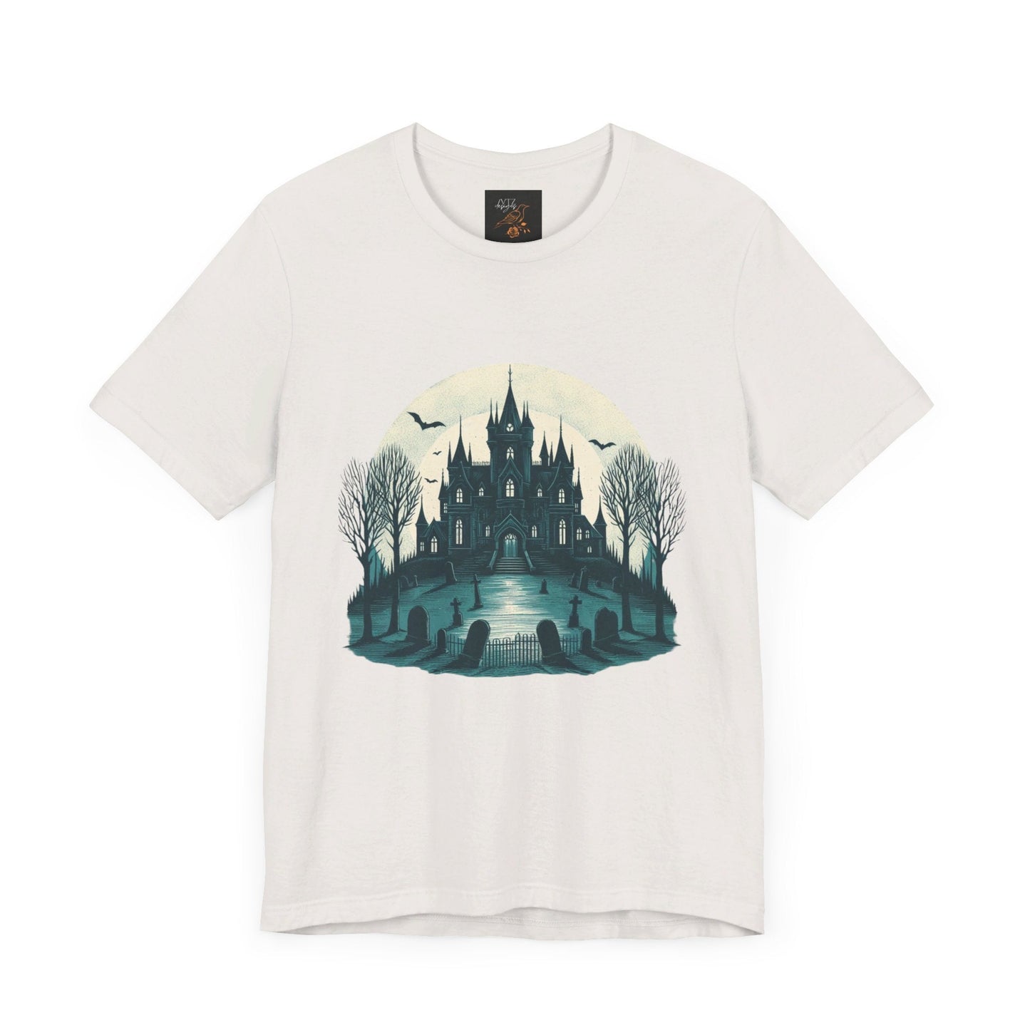 Haunted House and Cemetery Tee ShirtT - ShirtVTZdesignsVintage WhiteXSclothesclothingCotton