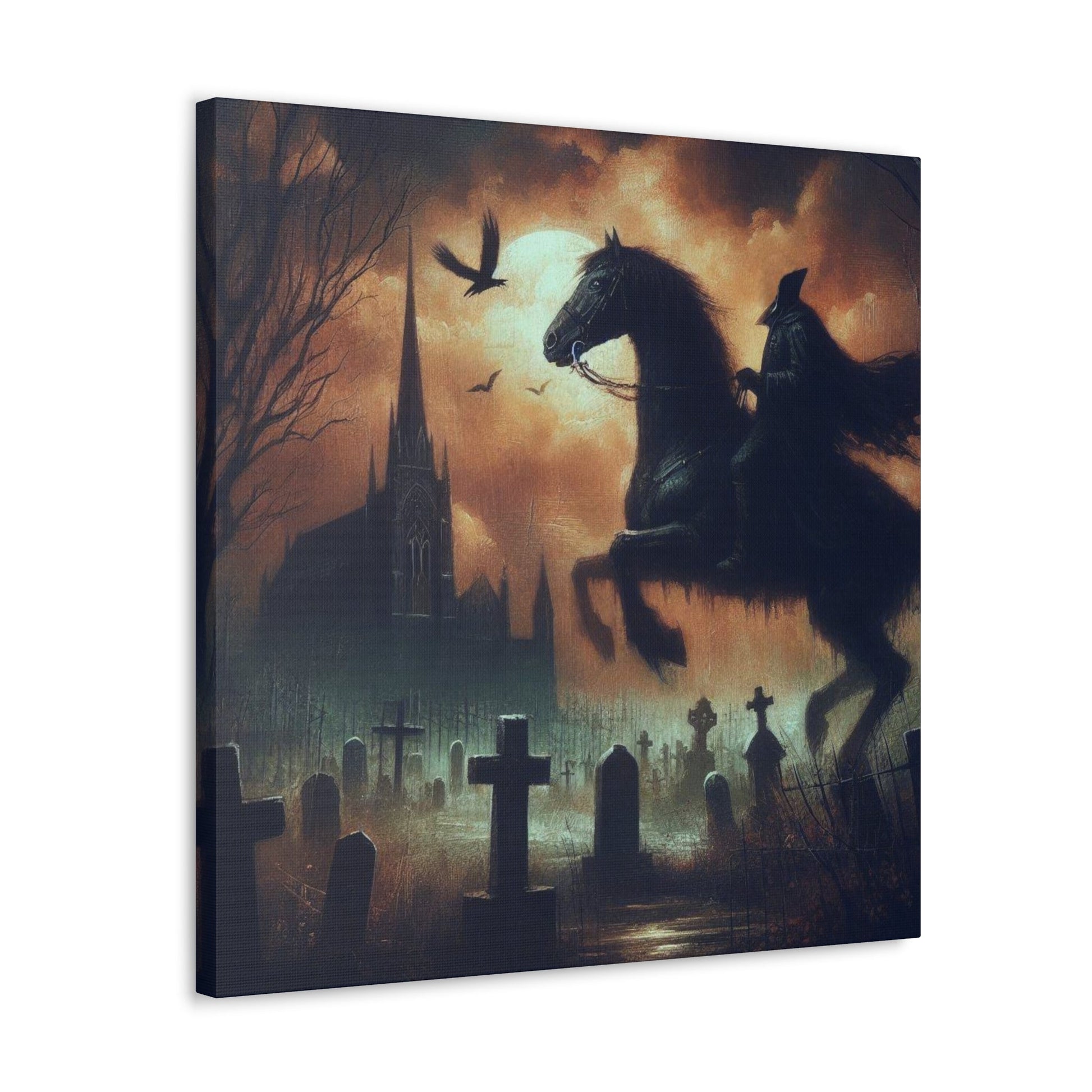 Headless Horseman In Graveyard Canvas Gallery WrapCanvasVTZdesigns24″ x 24″1.25"Art & Wall DecorCanvascemetery