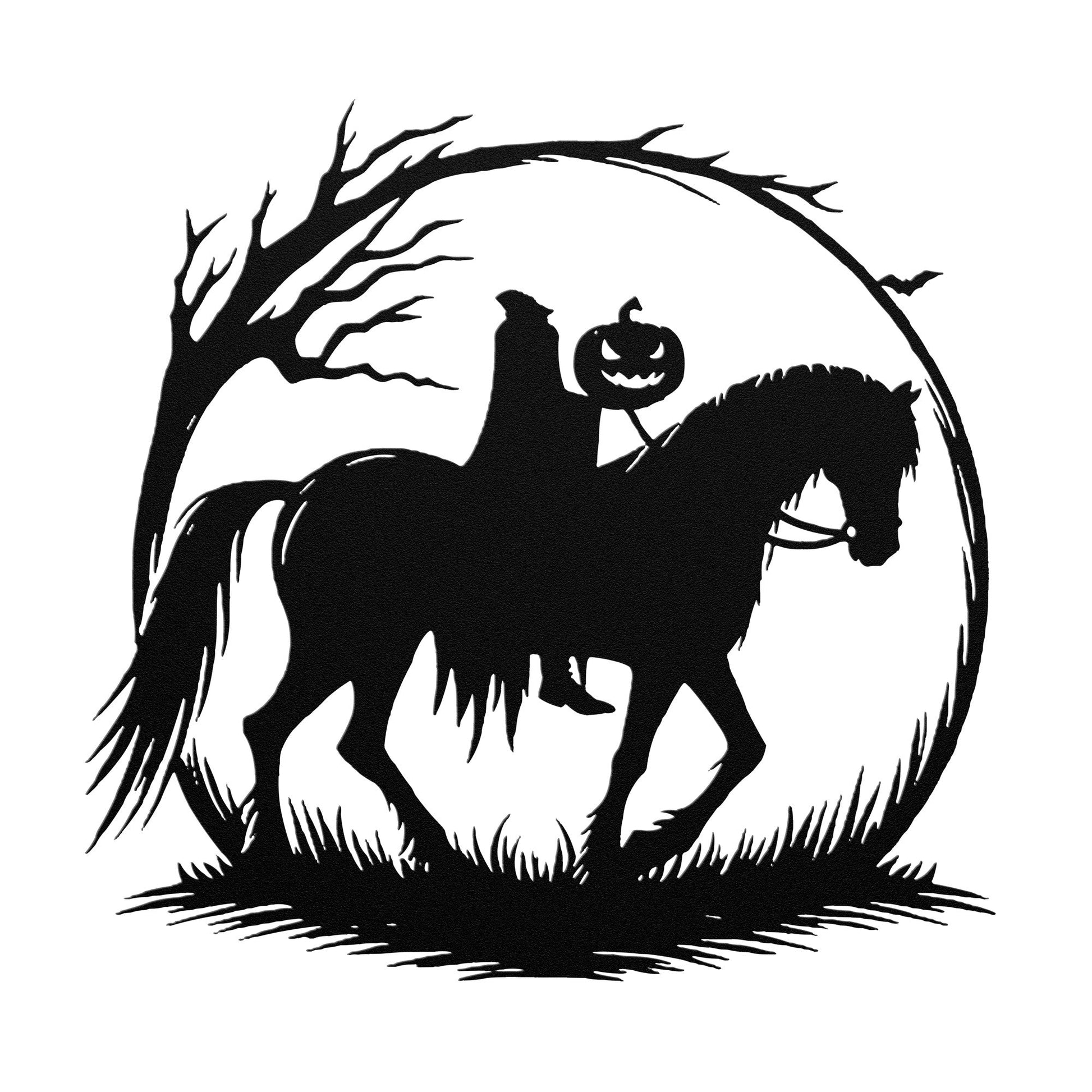 Headless Horseman Metal SignWall ArtVTZdesignsBlack12 InchArt & Wall Decorgothicheadless