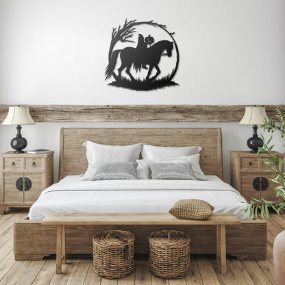 Headless Horseman Metal SignWall ArtVTZdesignsBlack12 InchArt & Wall Decorgothicheadless