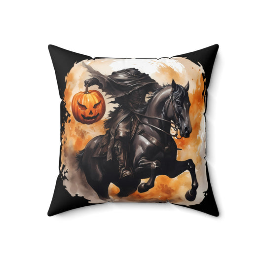 Headless Horseman Pumpkin Head Square Throw PillowHome DecorVTZdesigns18" × 18"All Over PrintAOPBed