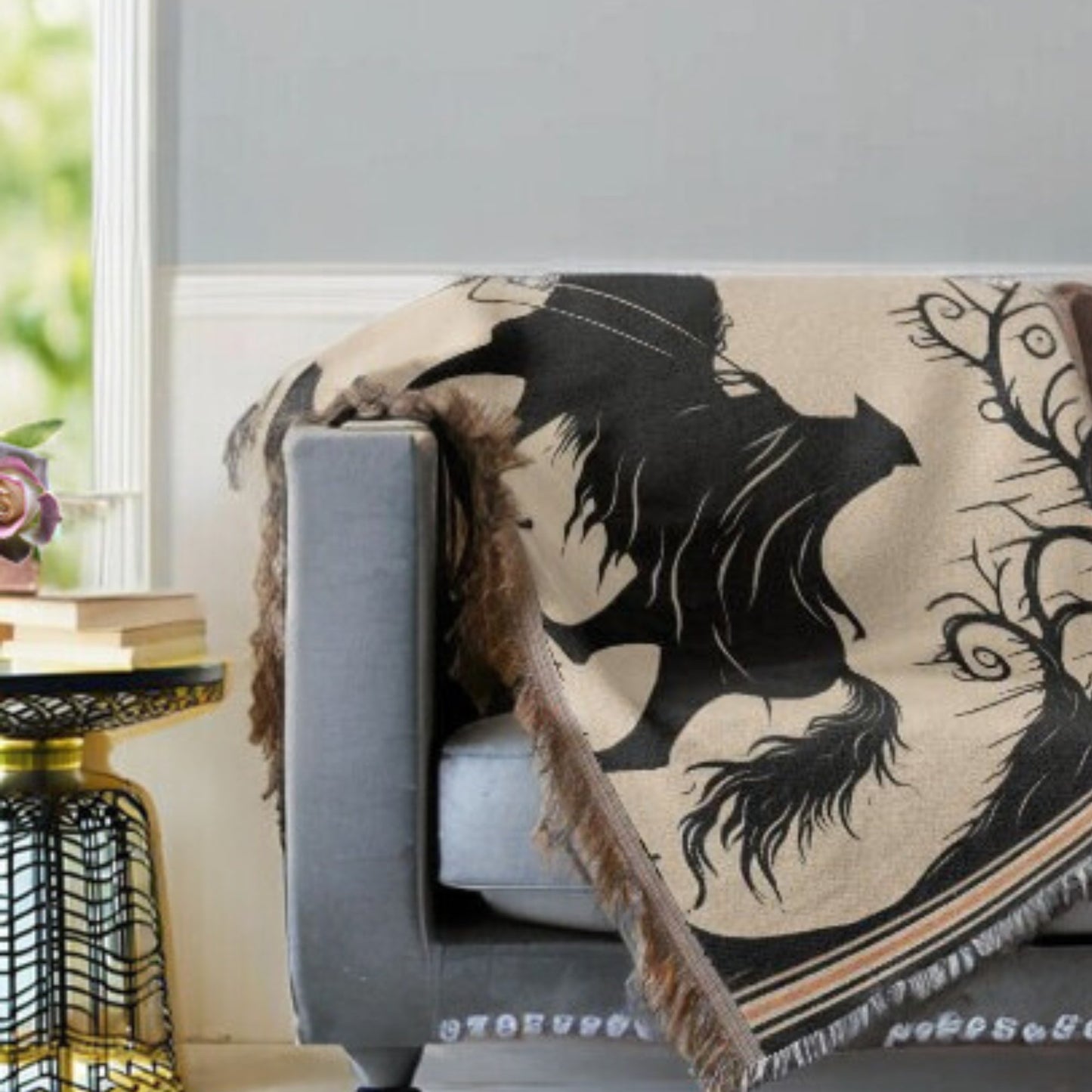 Headless Horseman Woven Blanket Tapestry ThrowVTZdesigns52x37 inchPhotoblanketBlanketsforest