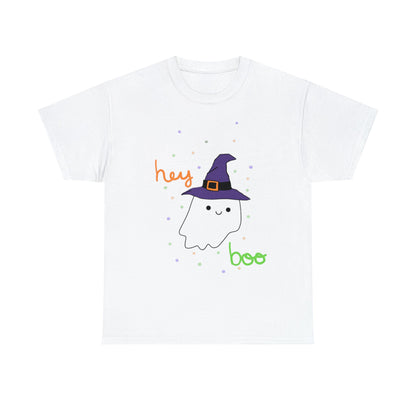 Hey Boo Cute Ghost Tee ShirtT - ShirtVTZdesignsWhiteSCrew neckDTGhalloween