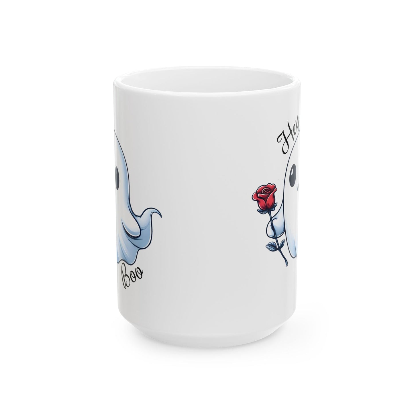 Hey Boo Ghost with Rose Coffee MugMugVTZdesigns11oz15 ozcoffeeCoffee Mugs