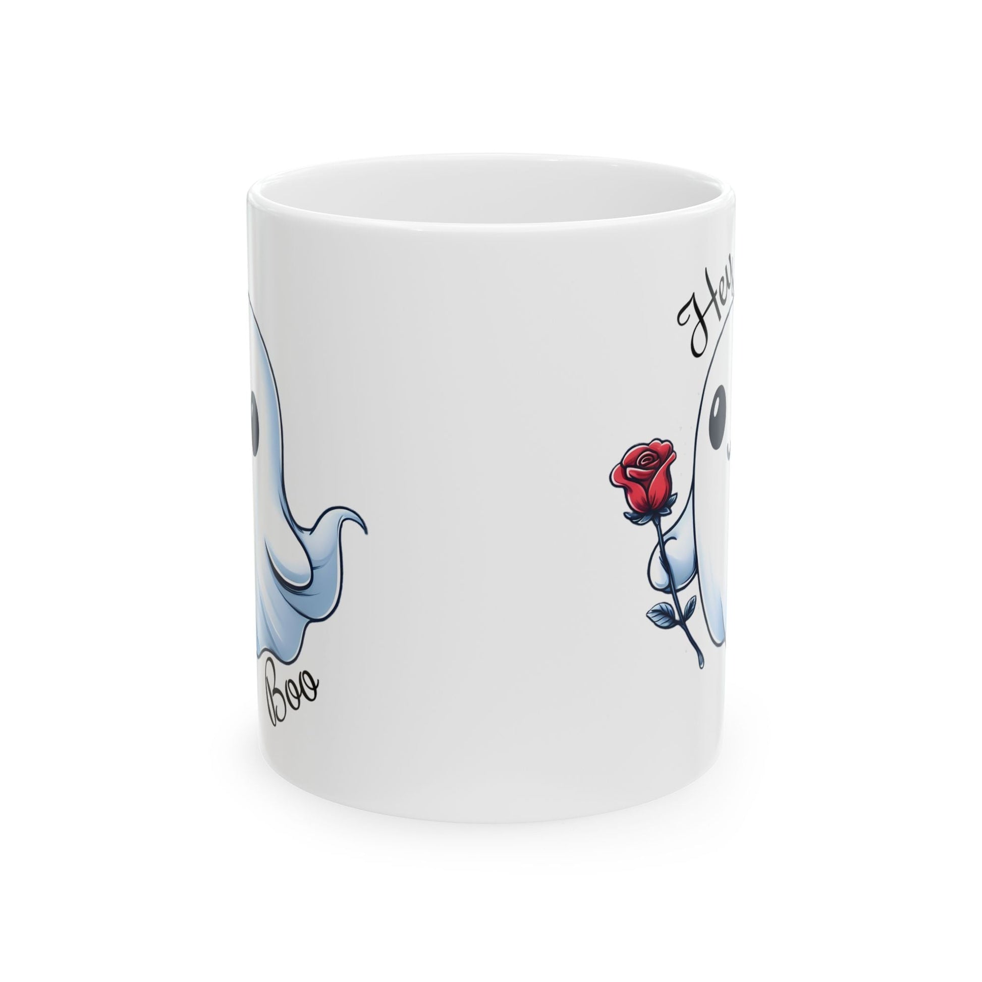 Hey Boo Ghost with Rose Coffee MugMugVTZdesigns11oz15 ozcoffeeCoffee Mugs