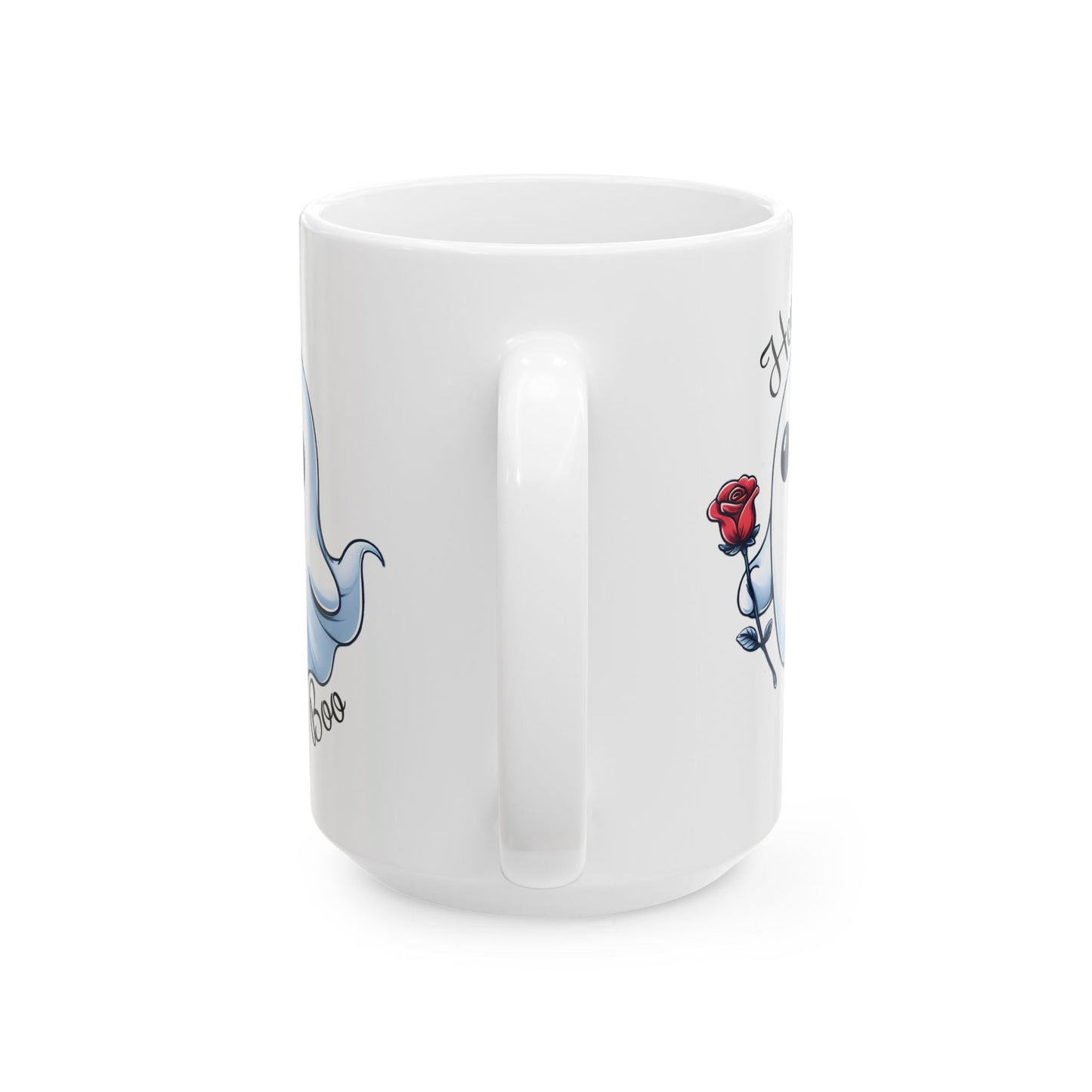 Hey Boo Ghost with Rose Coffee MugMugVTZdesigns11oz15 ozcoffeeCoffee Mugs