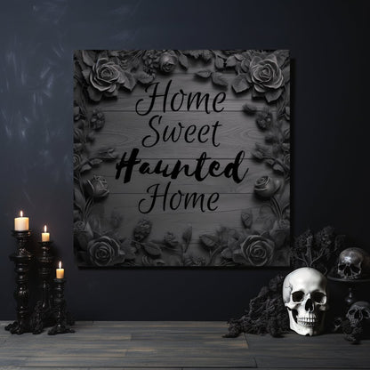 Home Sweet Haunted Home Black Gray Roses Canvas Gallery WrapCanvasVTZdesigns6″ x 6″1.25"Art & Wall DecorCanvasdead roses
