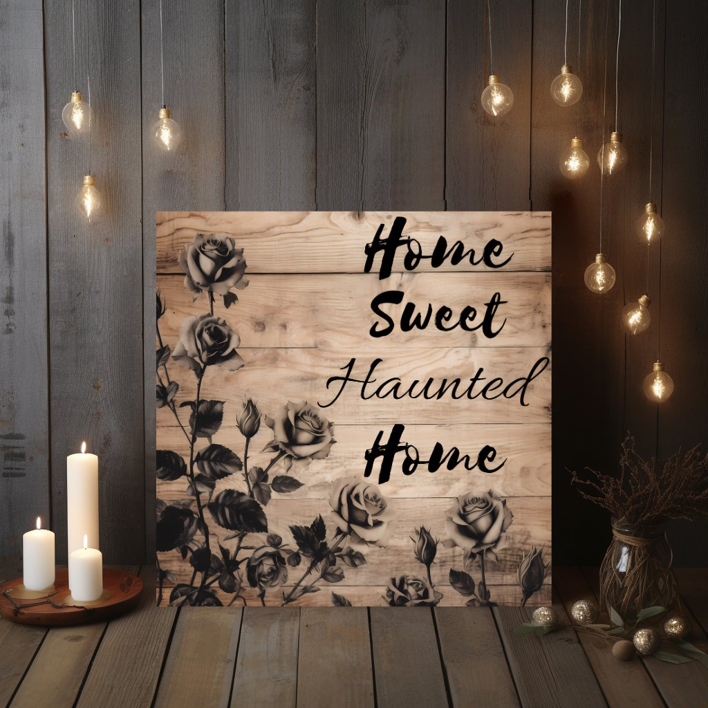 Home Sweet Haunted Home Black Roses Canvas Gallery WrapCanvasVTZdesigns6″ x 6″1.25"Art & Wall DecorCanvasFall Picks