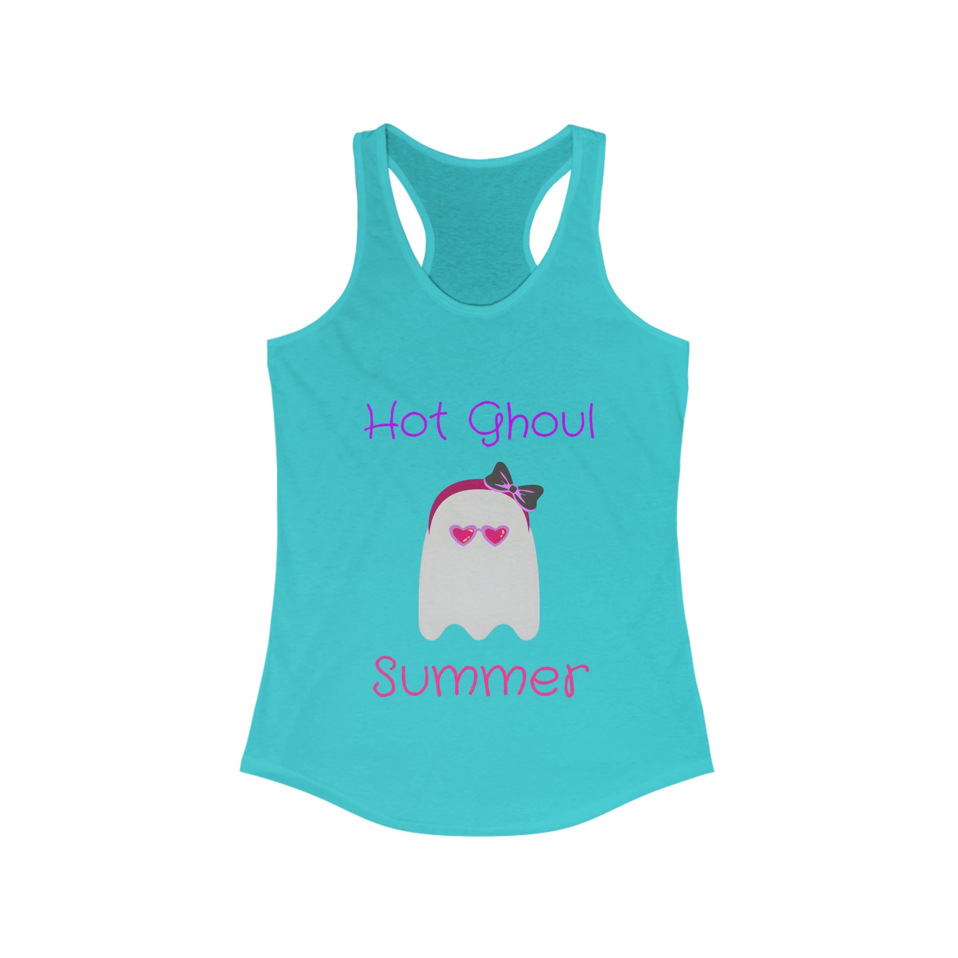 Hot Ghoul Summer Summerween Ghost Women's Racerback Tank Top ShirtTank TopVTZdesignsXSSolid Tahiti BlueDTGhalloweenNeck Labels