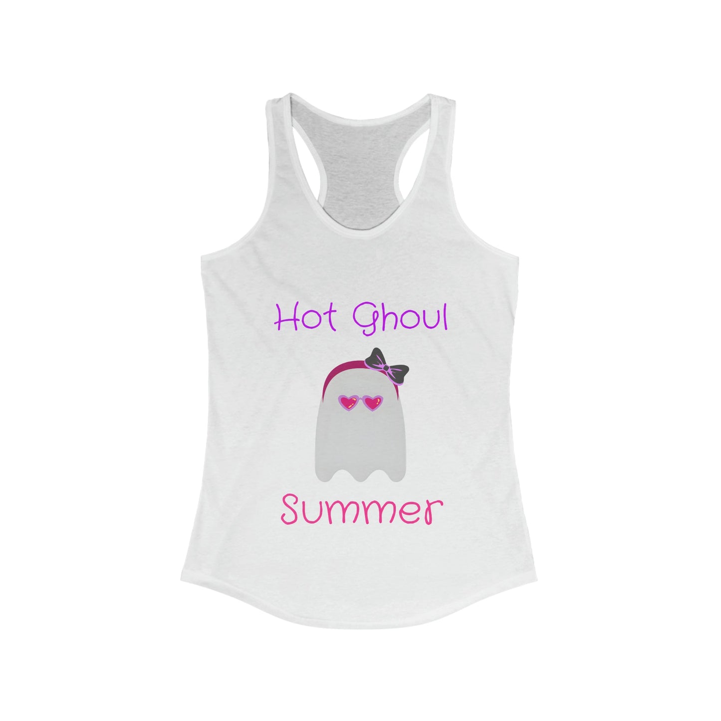 Hot Ghoul Summer Summerween Ghost Women's Racerback Tank Top ShirtTank TopVTZdesignsXSSolid WhiteDTGhalloweenNeck Labels