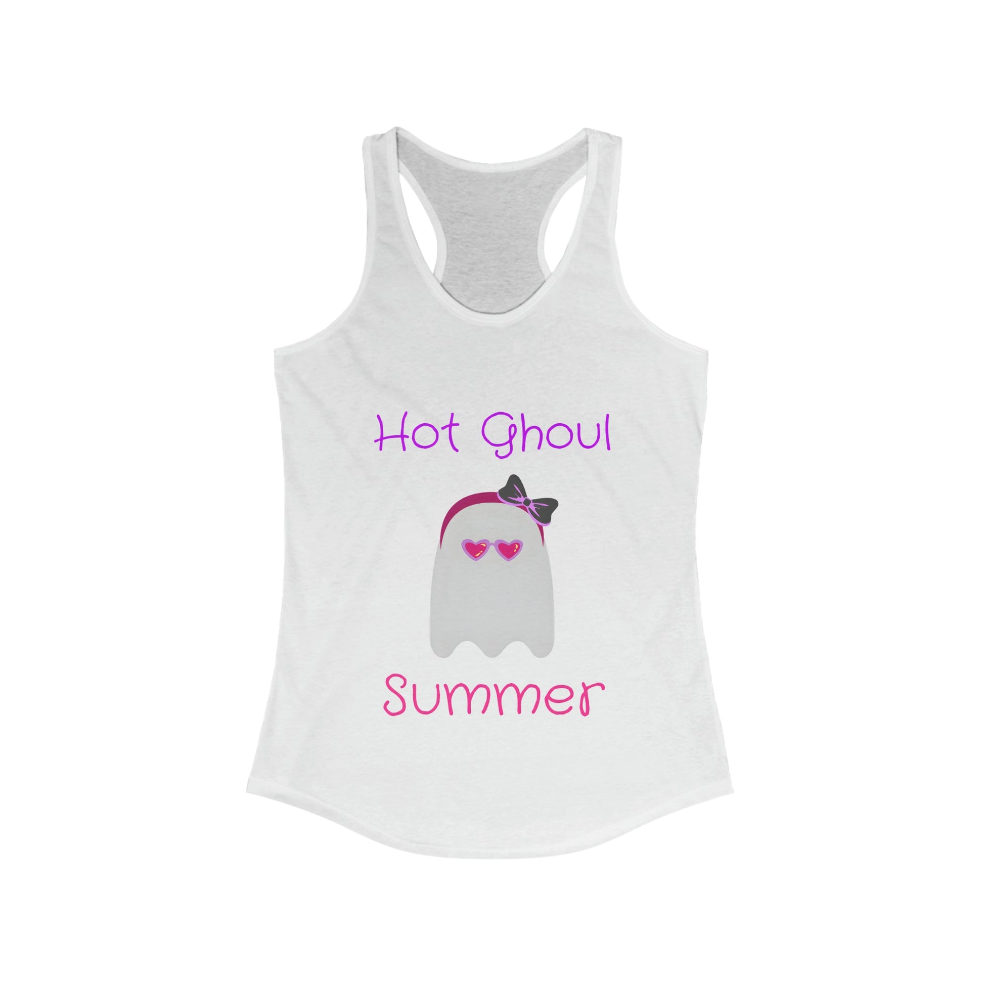 Hot Ghoul Summer Summerween Ghost Women's Racerback Tank Top ShirtTank TopVTZdesignsXSSolid WhiteDTGhalloweenNeck Labels