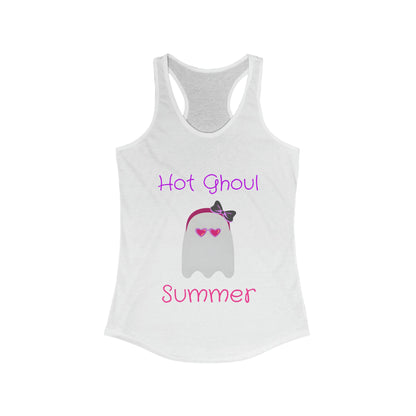 Hot Ghoul Summer Summerween Ghost Women's Racerback Tank Top ShirtTank TopVTZdesignsXSSolid WhiteDTGhalloweenNeck Labels