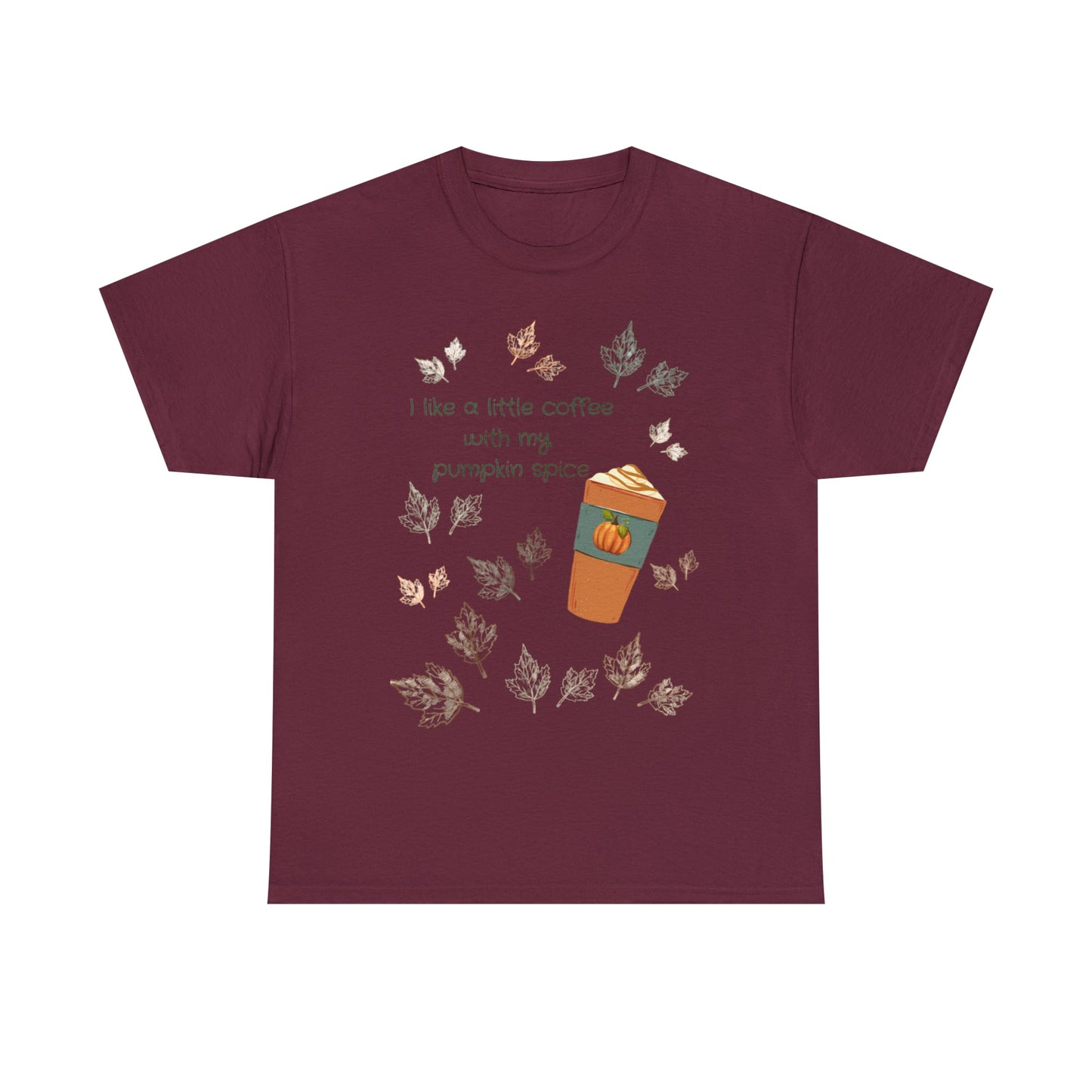 I Like A Little Coffee With My Pumpkin Spice Tee ShirtT - ShirtVTZdesignsMaroonSautumncoffeeCrew neck