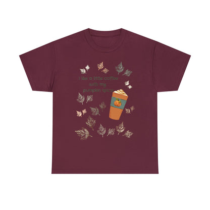 I Like A Little Coffee With My Pumpkin Spice Tee ShirtT - ShirtVTZdesignsMaroonSautumncoffeeCrew neck