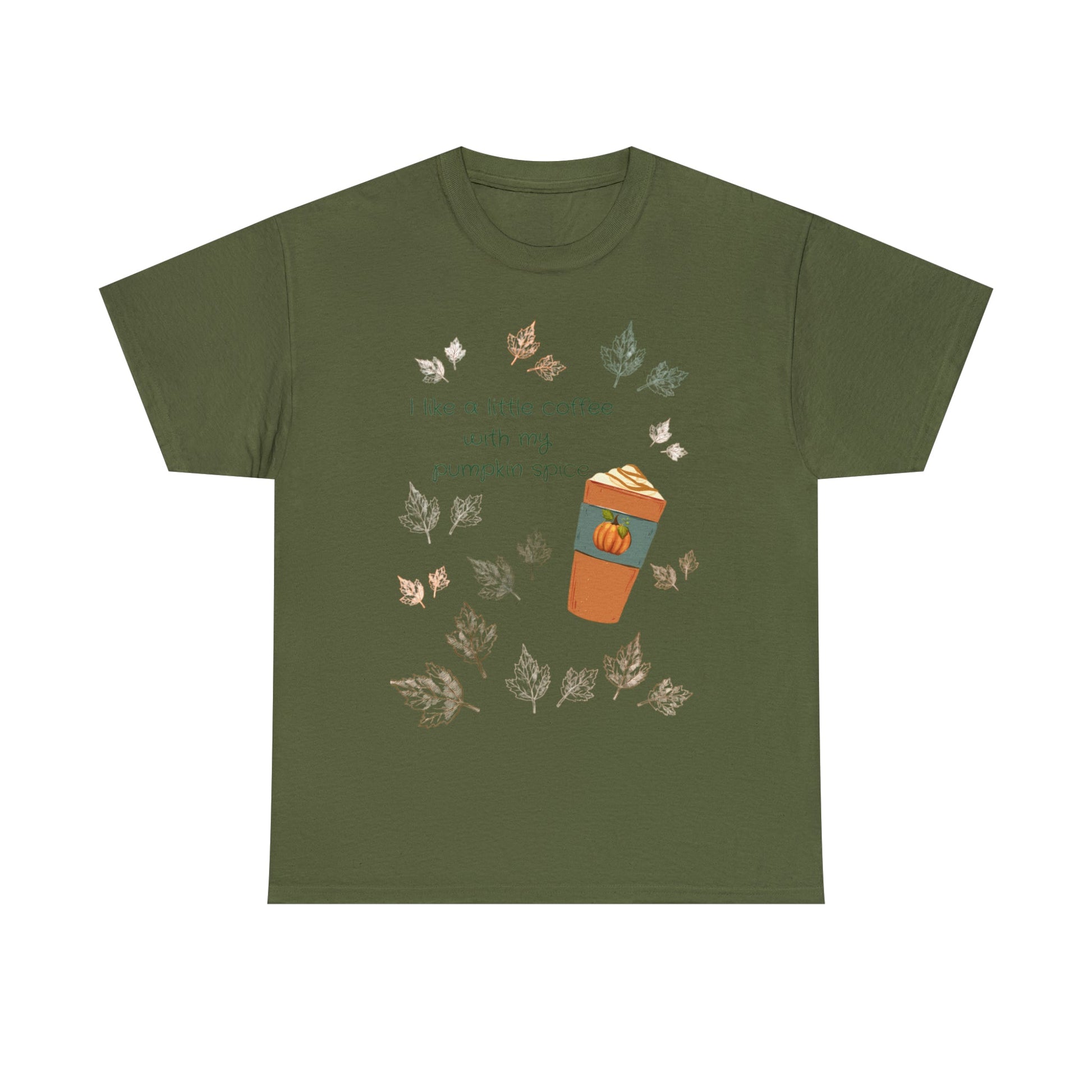 I Like A Little Coffee With My Pumpkin Spice Tee ShirtT - ShirtVTZdesignsMilitary GreenSautumncoffeeCrew neck