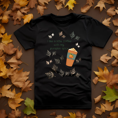 I Like A Little Coffee With My Pumpkin Spice Tee ShirtT - ShirtVTZdesignsCharcoalSautumncoffeeCrew neck