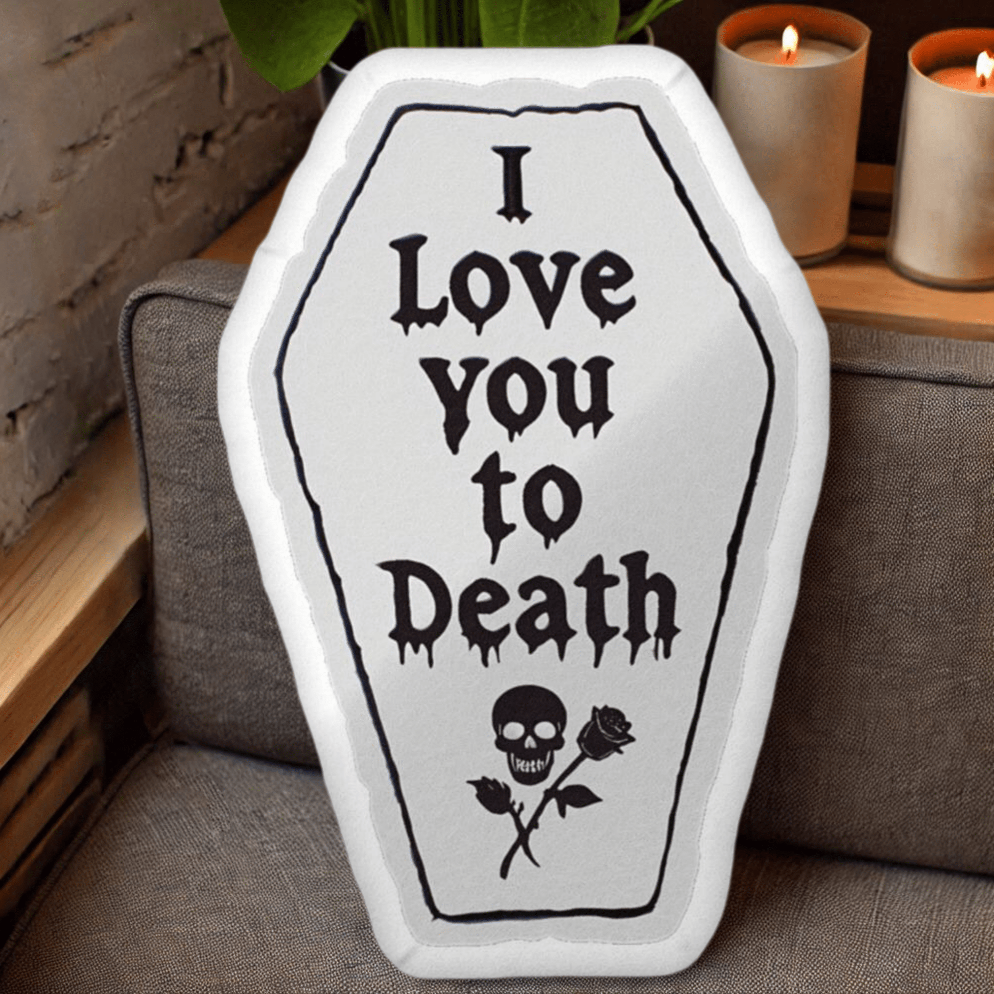 I Love You To Death Pillowthrow pillowVTZdesigns10″×10″Beddingcasketcoffin