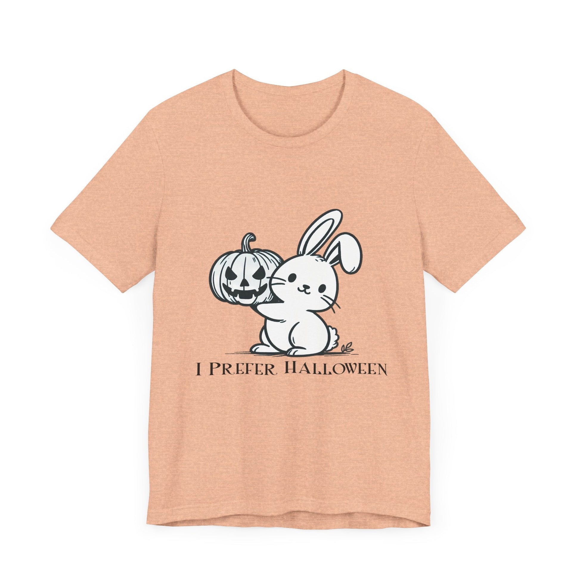 I Prefer Halloween Short Sleeve Tee ShirtT - ShirtVTZdesignsHeather PeachXSbunnyCottonCrew neck