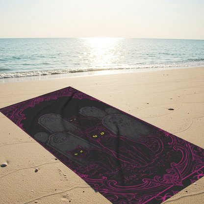 Black Cats In Graveyard Beach Towel