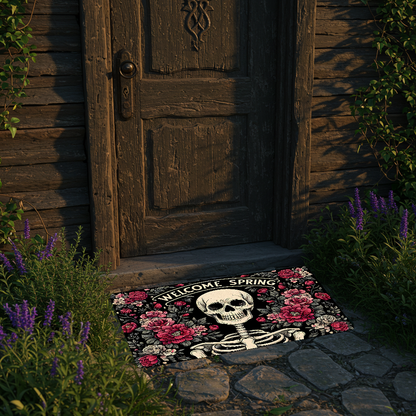 Welcome Spring Skeleton Rubber Doormat