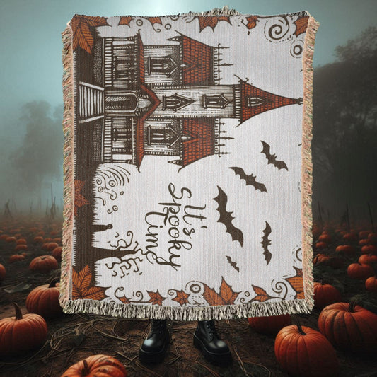 It's Spooky Time Woven Blanket Tapestry ThrowBlanketsVTZdesigns52x37 inchPhotobatsblanketBlankets