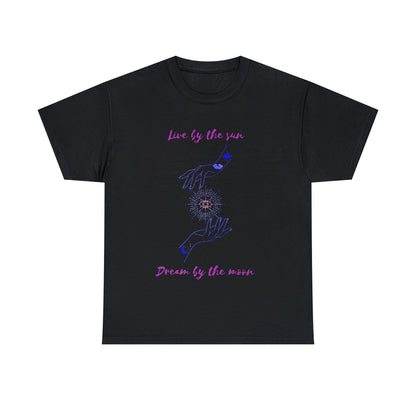 Live By The Sun Dream By The Moon Tee ShirtT - ShirtVTZdesignsBlackScelestialCrew neckDTG