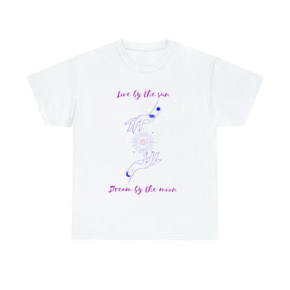 Live By The Sun Dream By The Moon Tee ShirtT - ShirtVTZdesignsWhiteScelestialCrew neckDTG