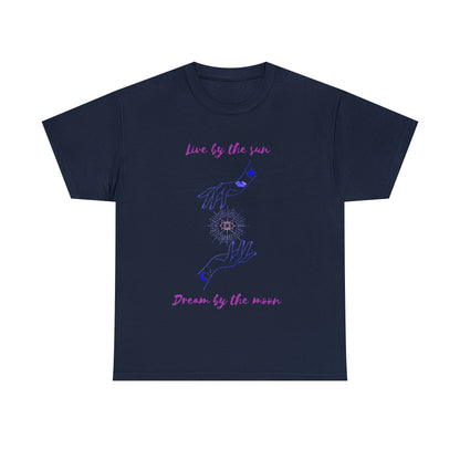 Live By The Sun Dream By The Moon Tee ShirtT - ShirtVTZdesignsNavyScelestialCrew neckDTG