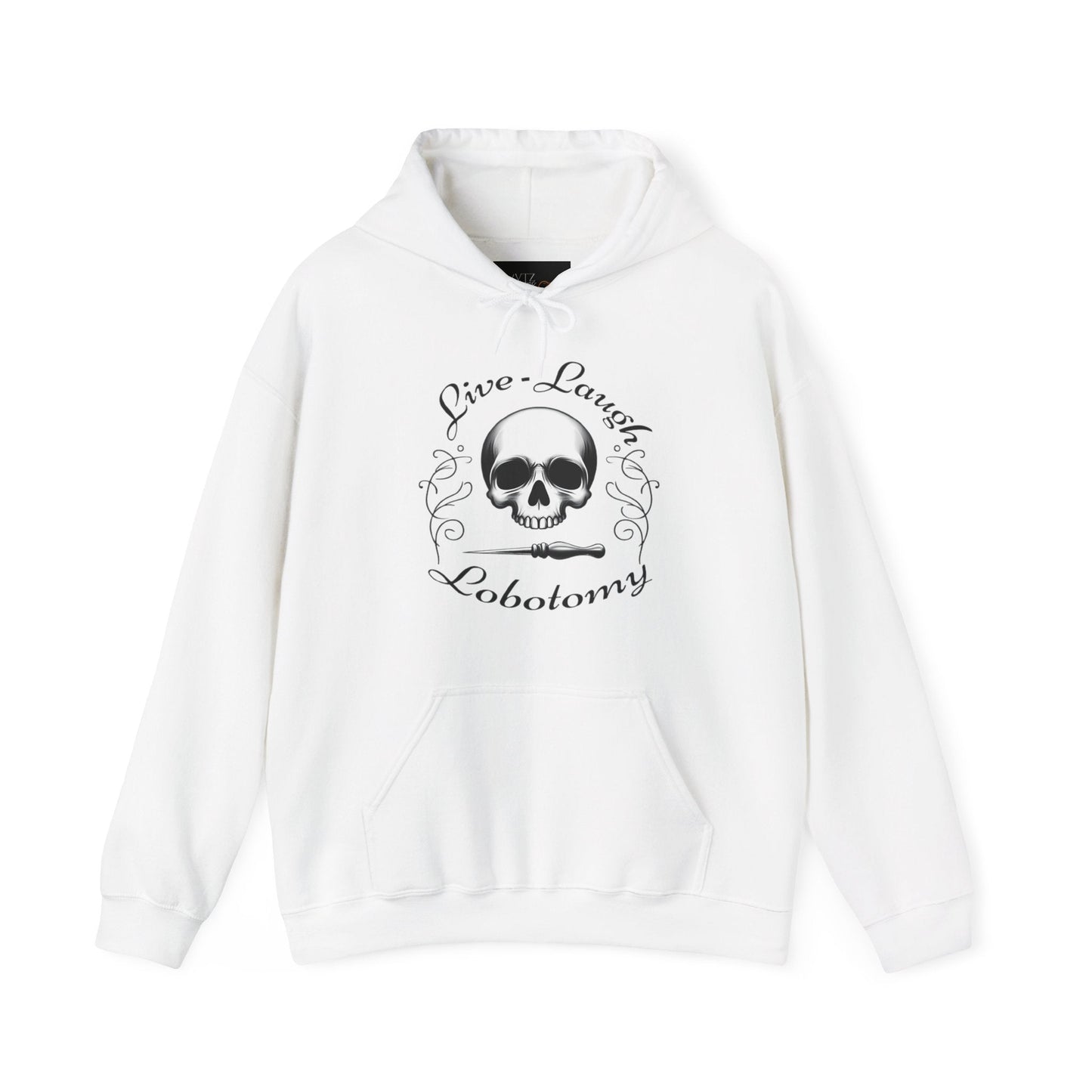 Live Laugh Lobotomy HoodieHoodieVTZdesignsWhiteSclothesclothingDTG