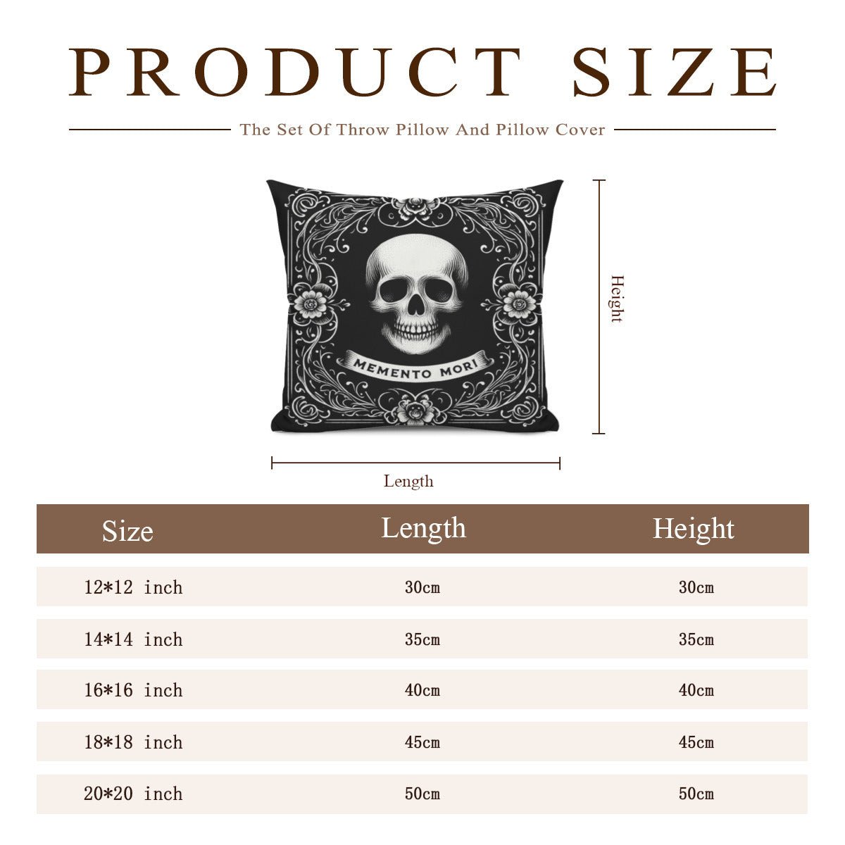 Memento Mori Throw Pillowthrow pillowVTZdesignsWhite16x16Inchdark academiadouble sidedgoth