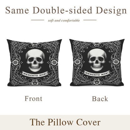 Memento Mori Throw Pillowthrow pillowVTZdesignsWhite16x16Inchdark academiadouble sidedgoth