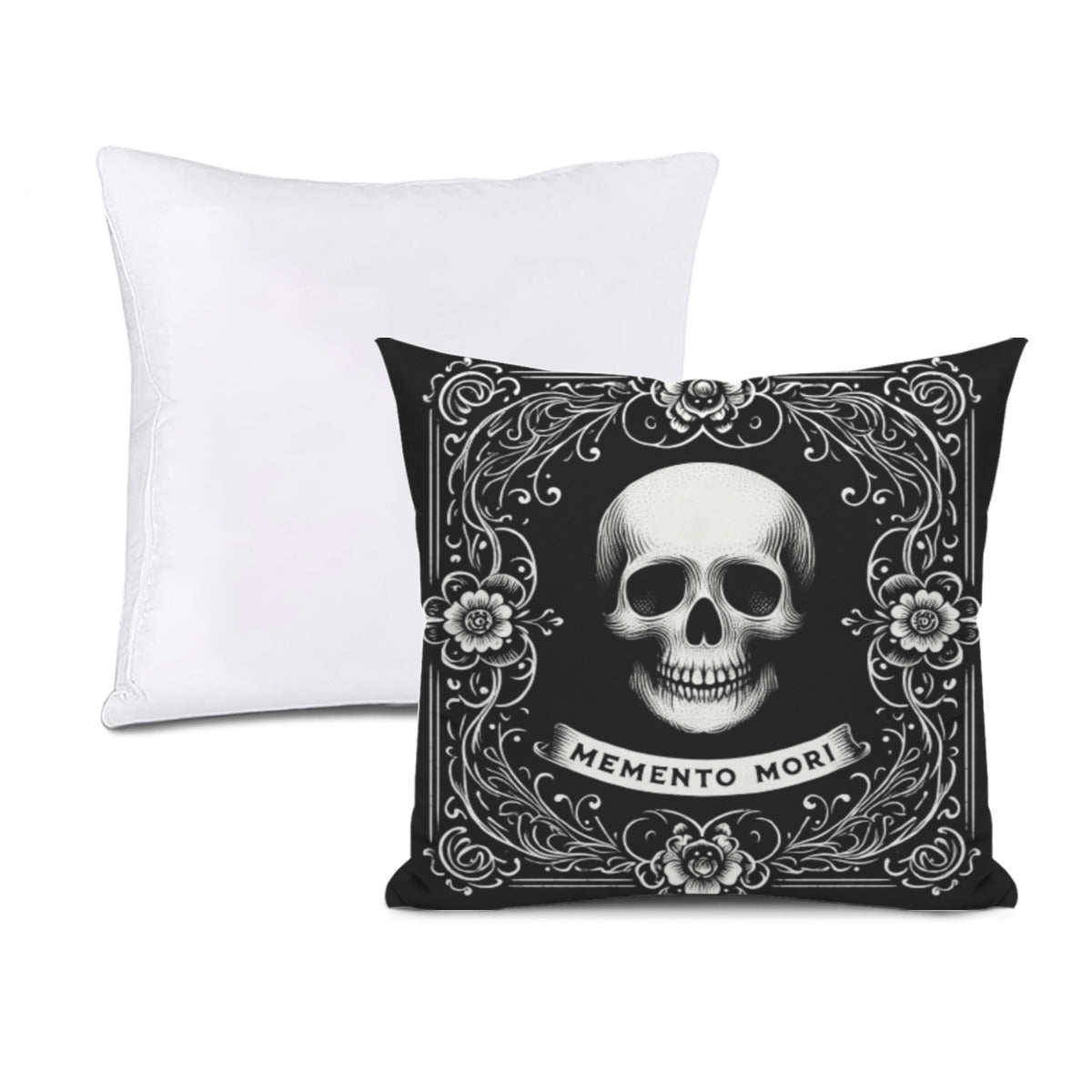 Memento Mori Throw Pillowthrow pillowVTZdesignsWhite16x16Inchdark academiadouble sidedgoth