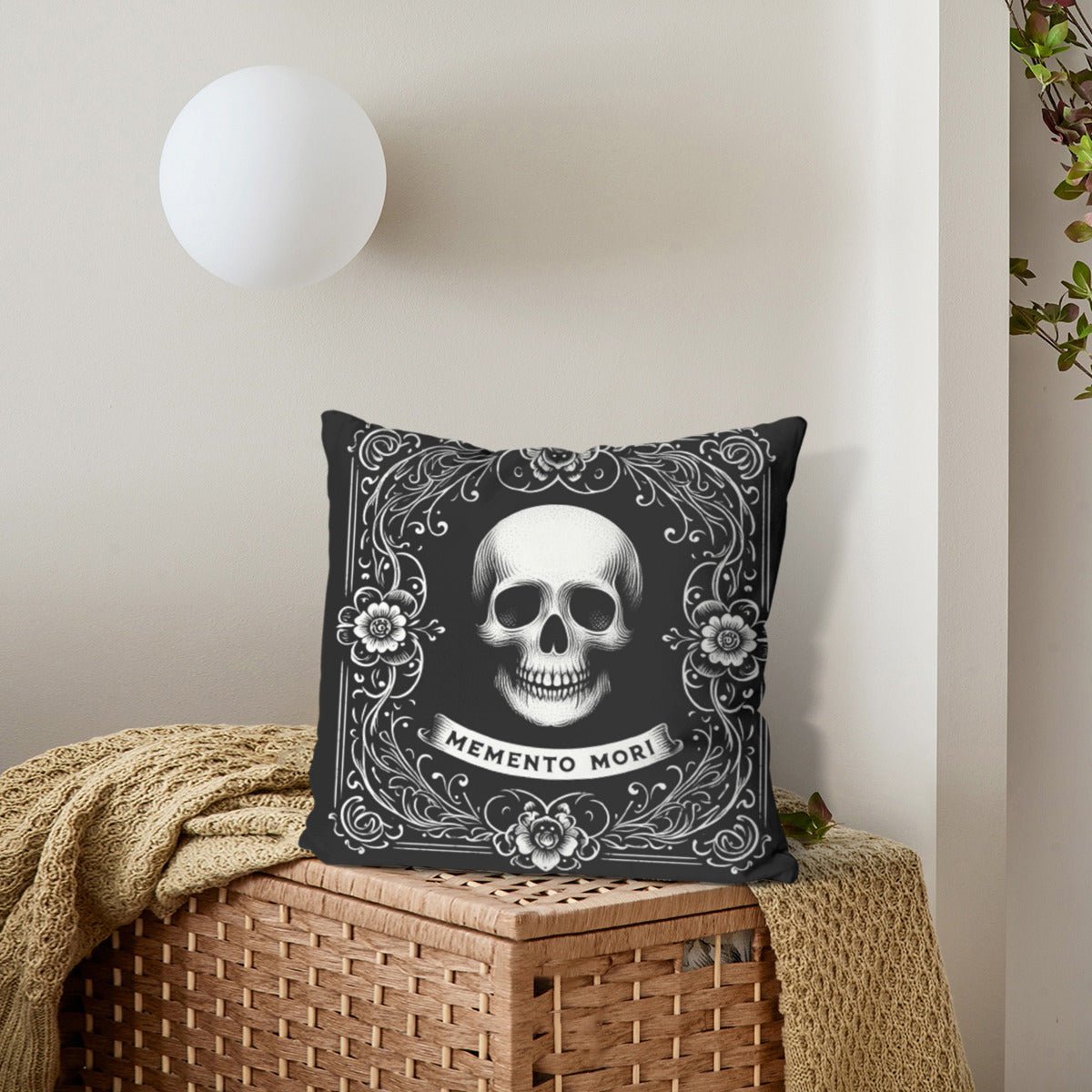 Memento Mori Throw Pillowthrow pillowVTZdesignsWhite16x16Inchdark academiadouble sidedgoth