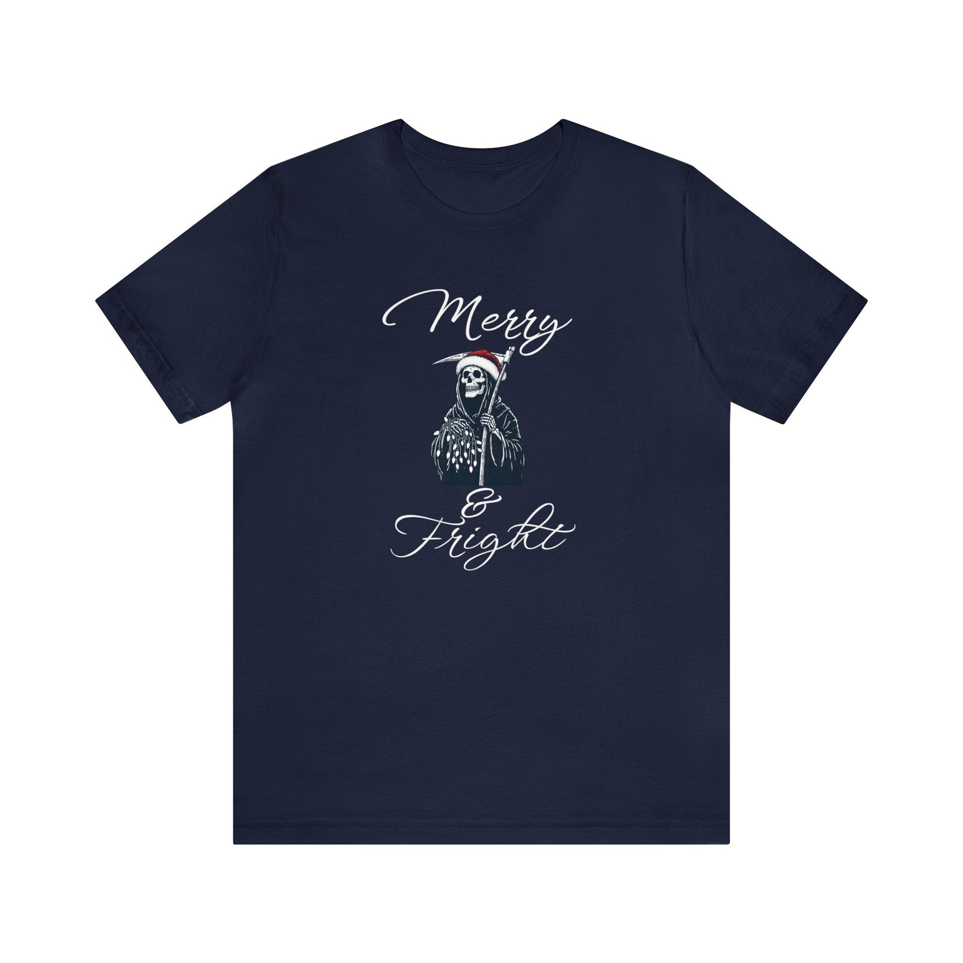 Merry and Fright Short Sleeve Tee ShirtT - ShirtVTZdesignsNavyXSchristmasclothingCotton