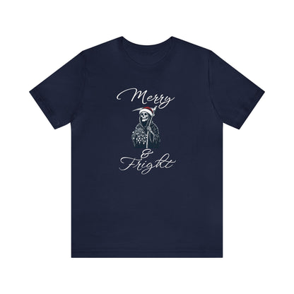 Merry and Fright Short Sleeve Tee ShirtT - ShirtVTZdesignsNavyXSchristmasclothingCotton