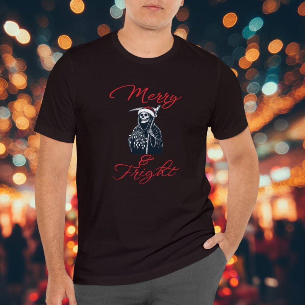 Merry and Fright Short Sleeve Tee ShirtT - ShirtVTZdesignsOxblood BlackXSchristmasclothingCotton