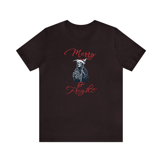 Merry and Fright Short Sleeve Tee ShirtT - ShirtVTZdesignsOxblood BlackXSchristmasclothingCotton