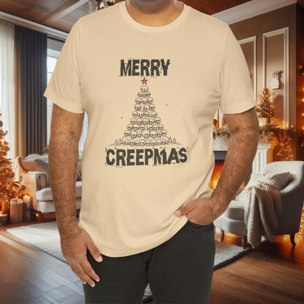 Merry Creepmas Short Sleeve Tee ShirtT - ShirtVTZdesignsSoft CreamXSchristmasclothingCotton