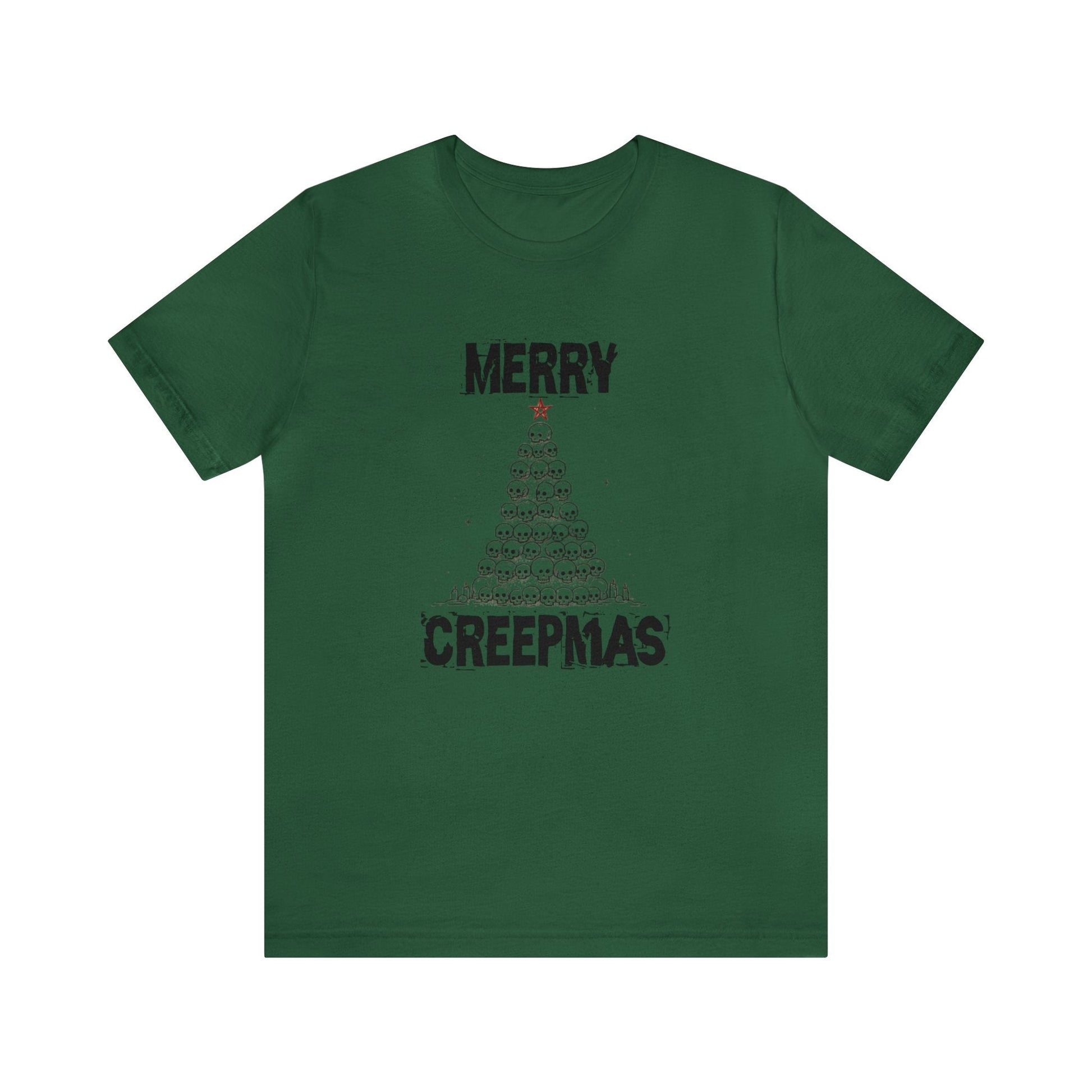 Merry Creepmas Short Sleeve Tee ShirtT - ShirtVTZdesignsEvergreenXSchristmasclothingCotton